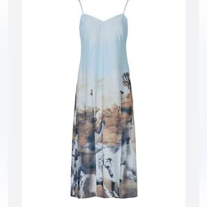 Baja East midi blue dress with horses size 00